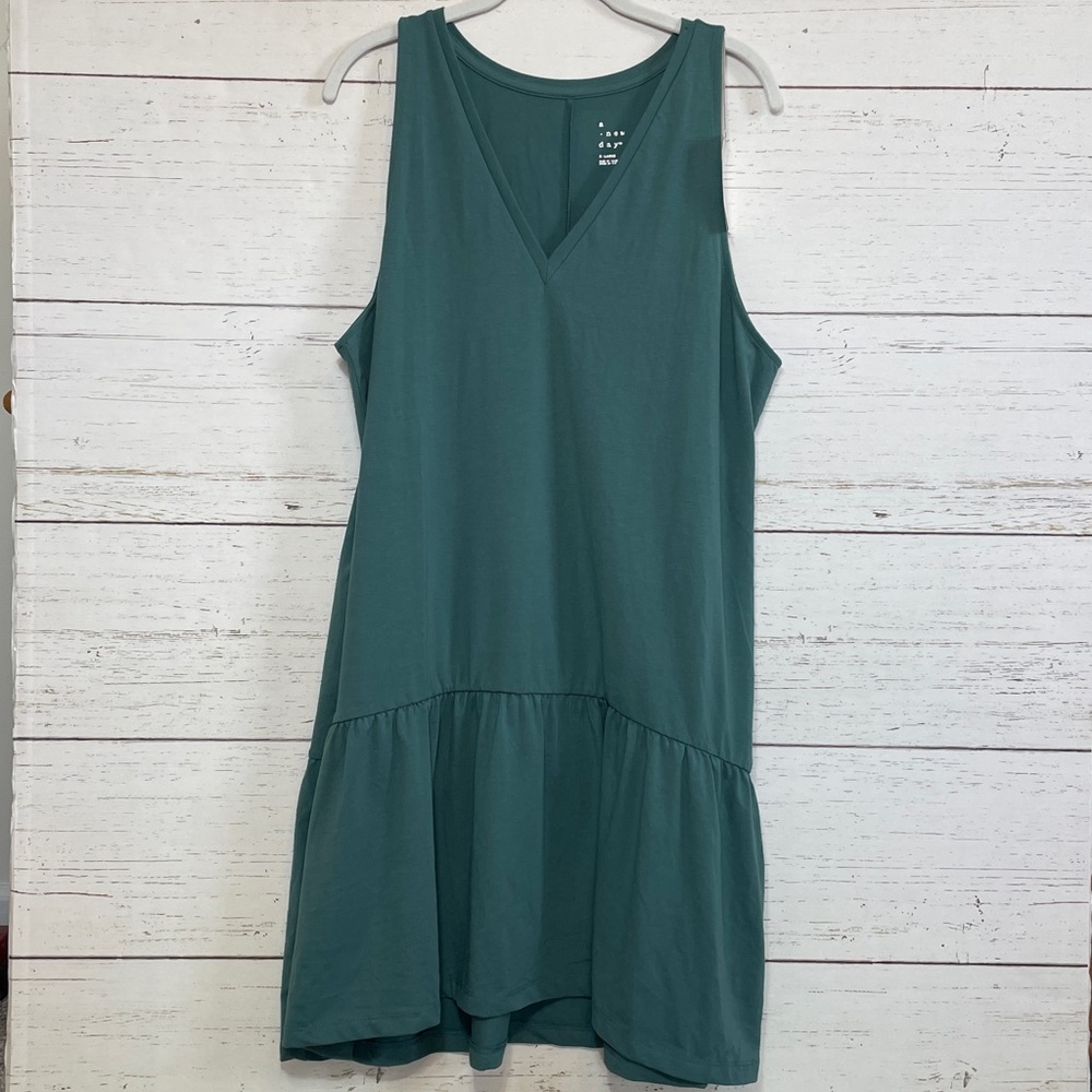 A New Day Drop Waist Muted Teal Tank Dress, size XL, NWT